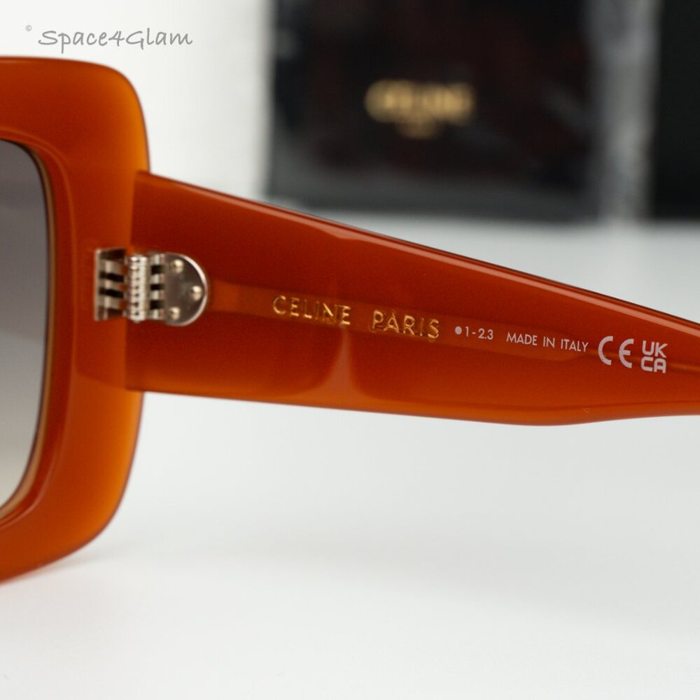 BRAND NEW Celine CL40263I 42F Shiny Orange Gradient Brown Geometric Sunglasses - Picture 7 of 8
